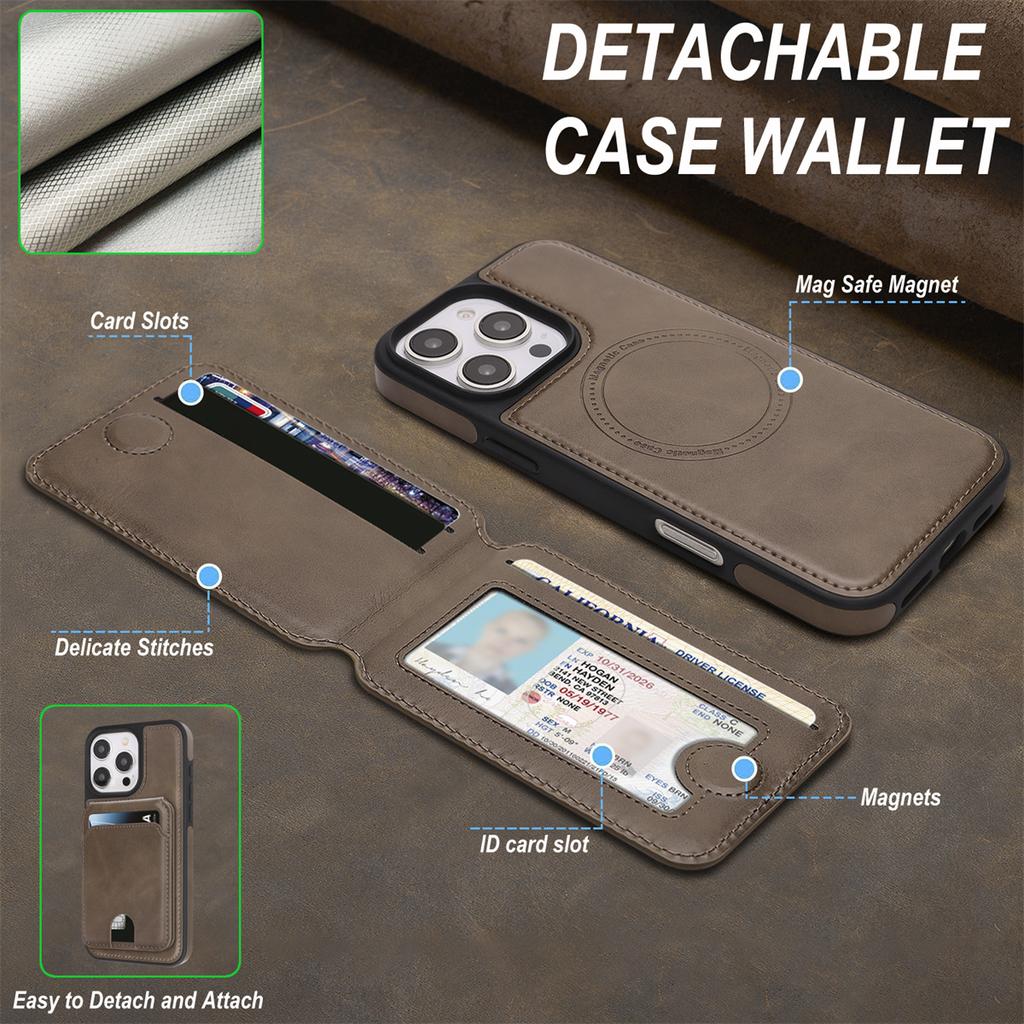 Magnetic Leather Phone Case with Card Holder for iPhone 12 - 17 Series Multi - Functional Stand Shockproof Protective Cover