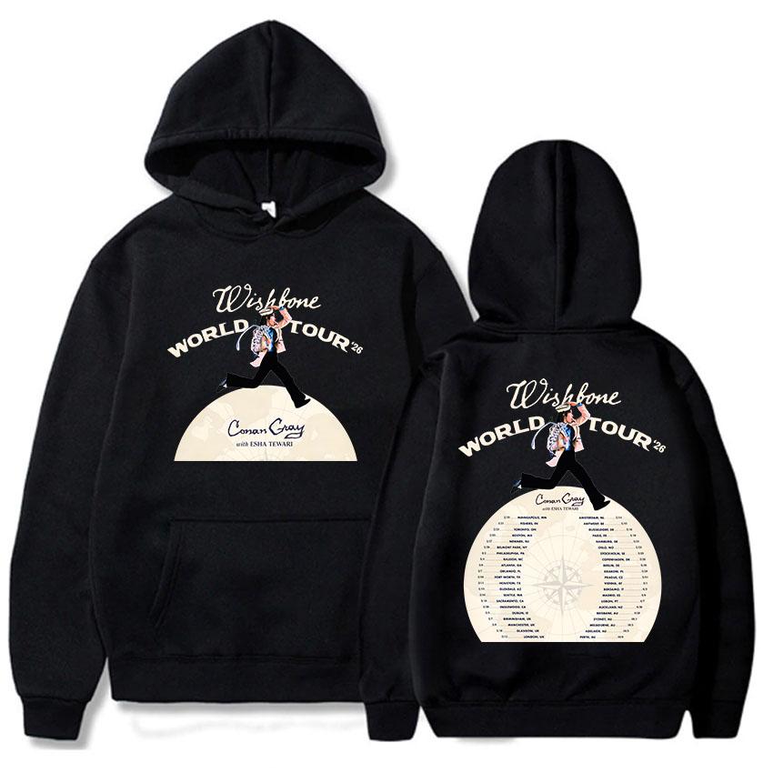 CONAN GRAY Wishbone World Tour 2026 Hoodies Fleece Winter Loose Hooded Sweatshirts Men Women Clothing Graphic Top
