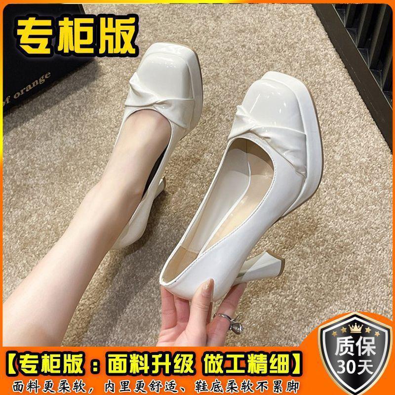 

Туфли на высоком каблуке в сказочном стиле, женские, нишевый дизайн, чувство 2023, весна и лето, новые, тонкий каблук, квадратный носок, нежный ветер, вечерние туфли, одинарные туфли 42