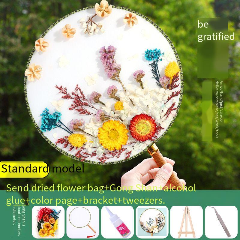DIY Preserved Fresh Flower Hand Fans Creative Party Gift Home Decoration Fashion Decorative Chinese Japanese Fan Versatile New
