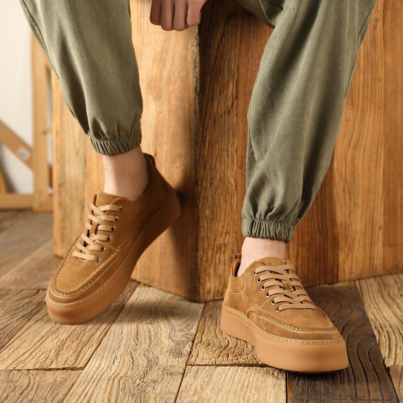 Fashion New Business Flats Stylish Male Skate Footwear Outdoor Men Shoe Leather Fashion Men's Walking Shoes Lace-Up Men Casual Shoes