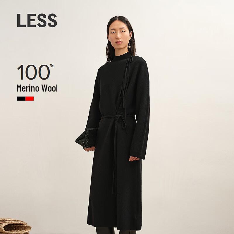 

LESS 2025 Winter 100% Merino Wool Long Sleeve A-Line Sweater Dress L