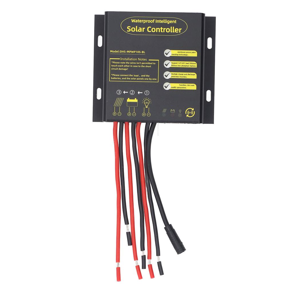 MPPT Solar Controller 12V 24V 10A Bluetooth PWM Fast Charging Water Resistant Universal for Sealed B