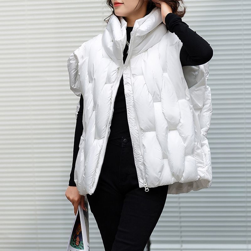 Women's Winter Down Cotton Vest Jacket Sleeveless Stand-up Collar Ladies Waistcoat Coat Fashion Casual Lady Outwear