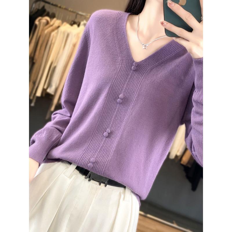 V-neck Sweater Women's Autumn and Winter New Knitted Sweater Versatile and Thin Bottoming Shirt Wool Inner Top Women's Clothing