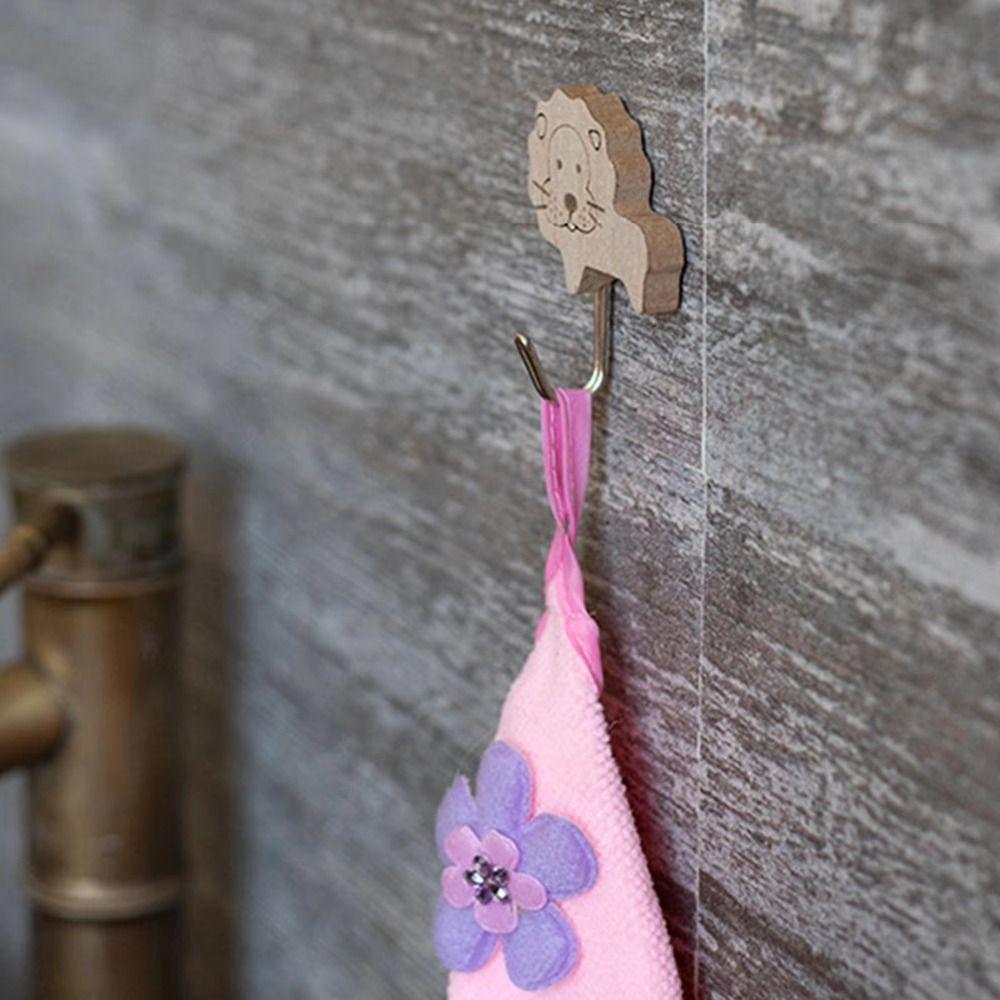 Cute Design Animal Hook Hickory Wood Key Hanging Hook Nordic Style Perforated Hook  Wardrobe