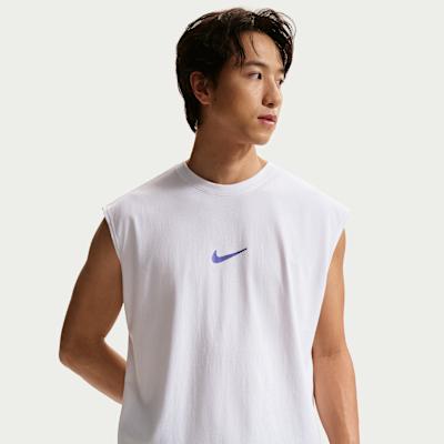 Nike Tank Tops Men s White/Persian Purple Crew Neck Moderate S