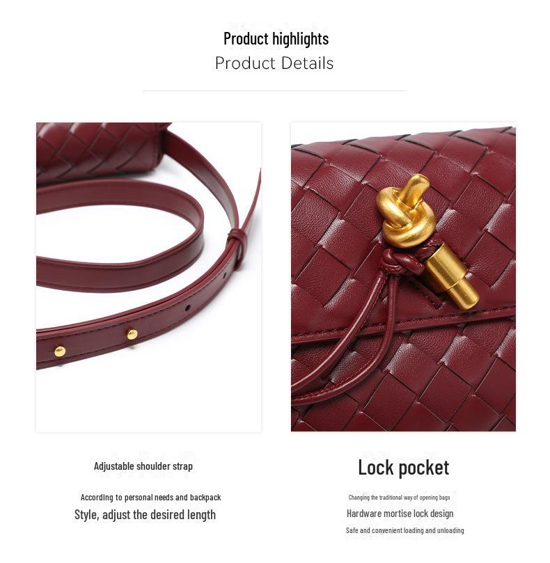 2025 Neue handgewebte kleine quadratische Umhängetasche mit Hardware-Verschluss für Damen