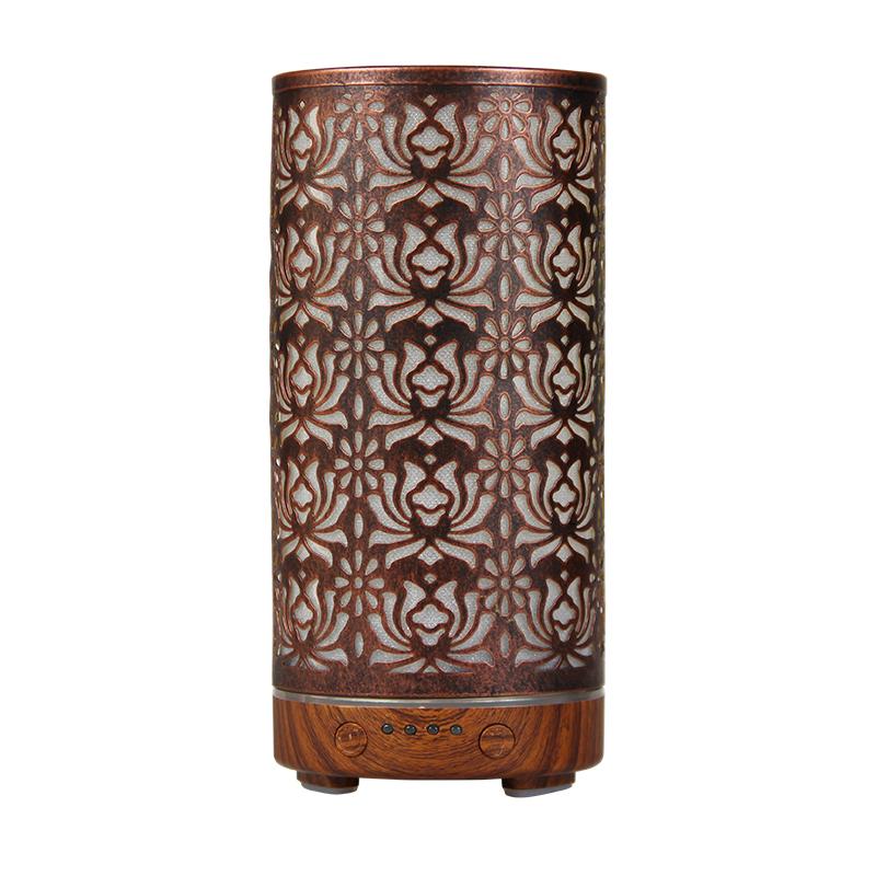 Aroma Diffuser Scent Ultrasonic Air Humidifier Iron Art Hollow Lotus Flower Pattern 2025 New Home Decorations with LED Lights
