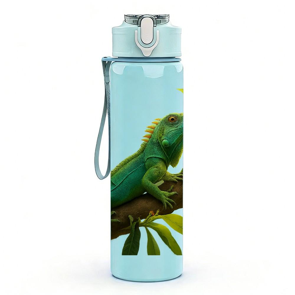 1PC Parrot Tropical Branch Leaf Print 750ml Color Plastic Sports Water Bottle Leakproof Flip Straw Lid Suitable for Sports Office Home Use