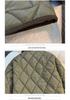 2025 Winter Korean Style Diamond Pattern Lapel Cotton Jacket - Stylish, Loose & Wash-free Women's Outerwear