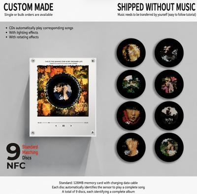 Acryl Musik Kühlschrankmagnet Rotierender Leuchtender Plattenspieler Schmuckstück NFC Induktion Singende Dekorations Teile Unisex Geschenk