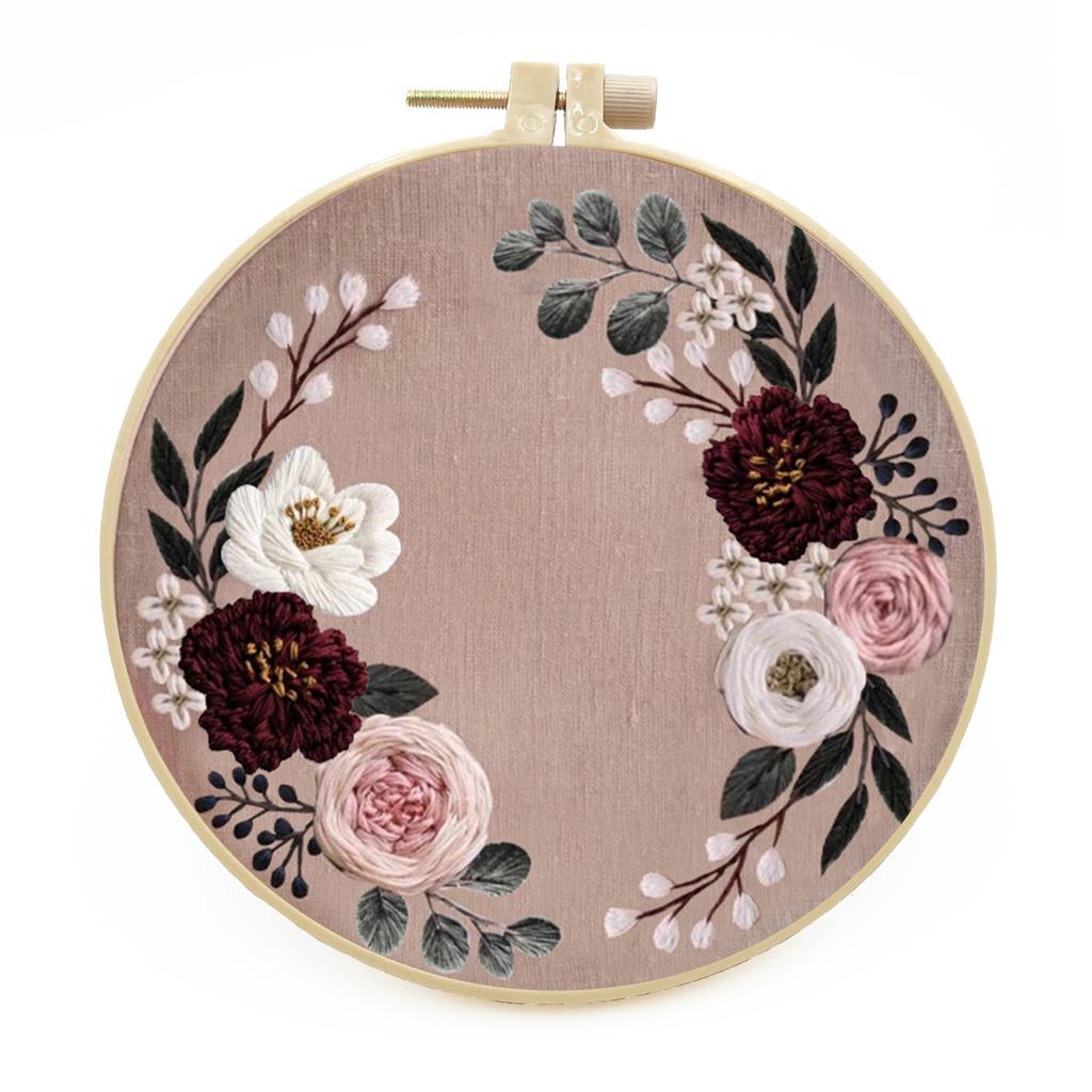 1pc Floral Embroidery DIY Fabric Craft Kit with Tools