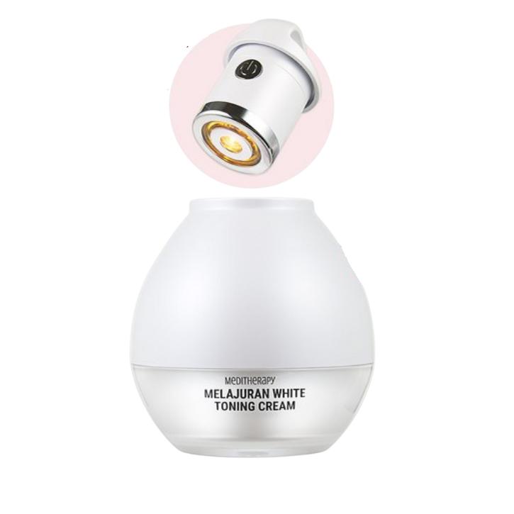 MediTherapy Melazuran White Toning Cream Set (50ml + EMS Device) – Brightening & Dark Spot Skincare Duo, Korean