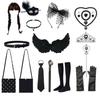 Wednesday Adams Family Children'S Crown Necklace Bag Accessories Full Set Of Accessories One Size