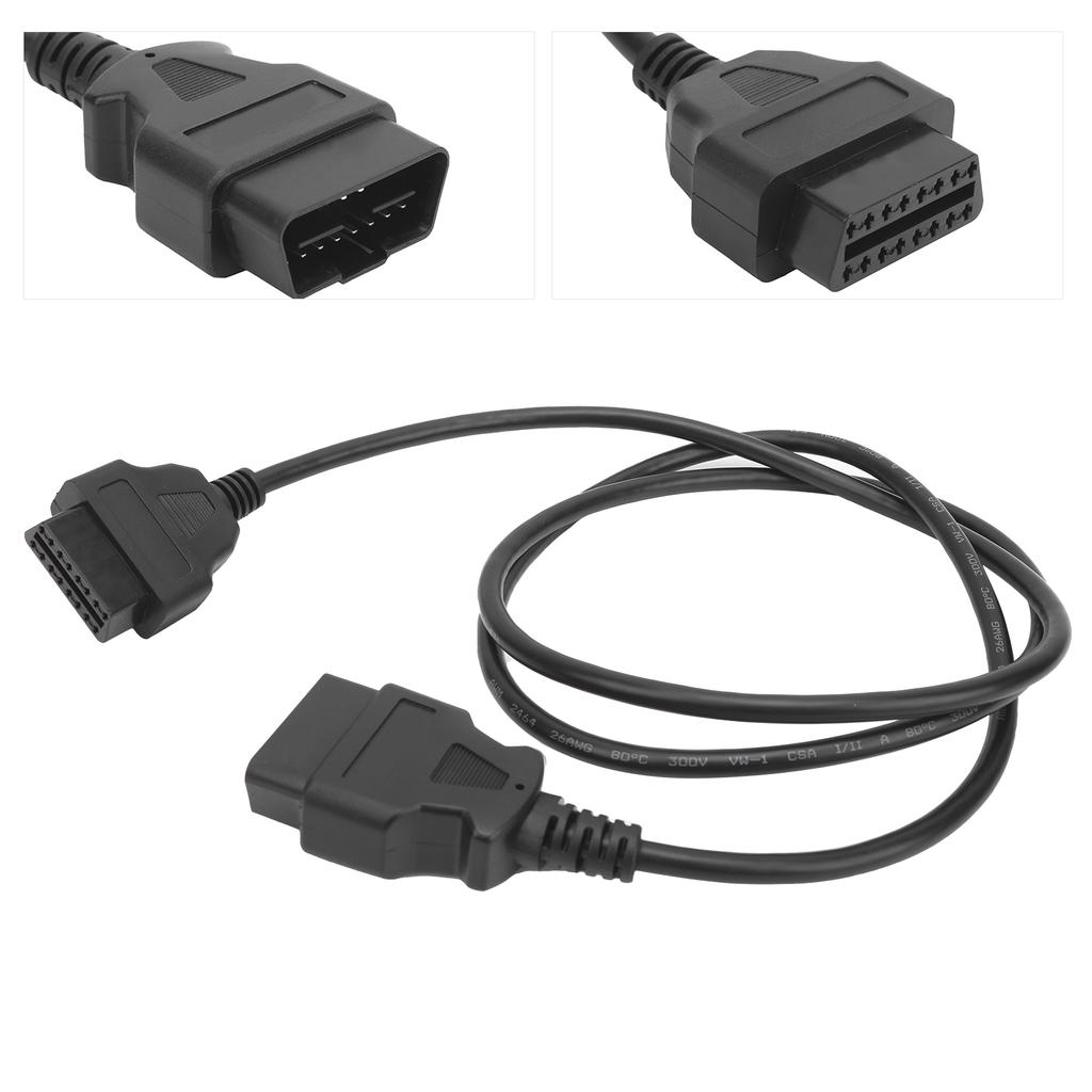 1.5m4.9ft OBD2 Diagnostic Cable Extension Line 16Pin To 16Pin Auto Parts DC 12V