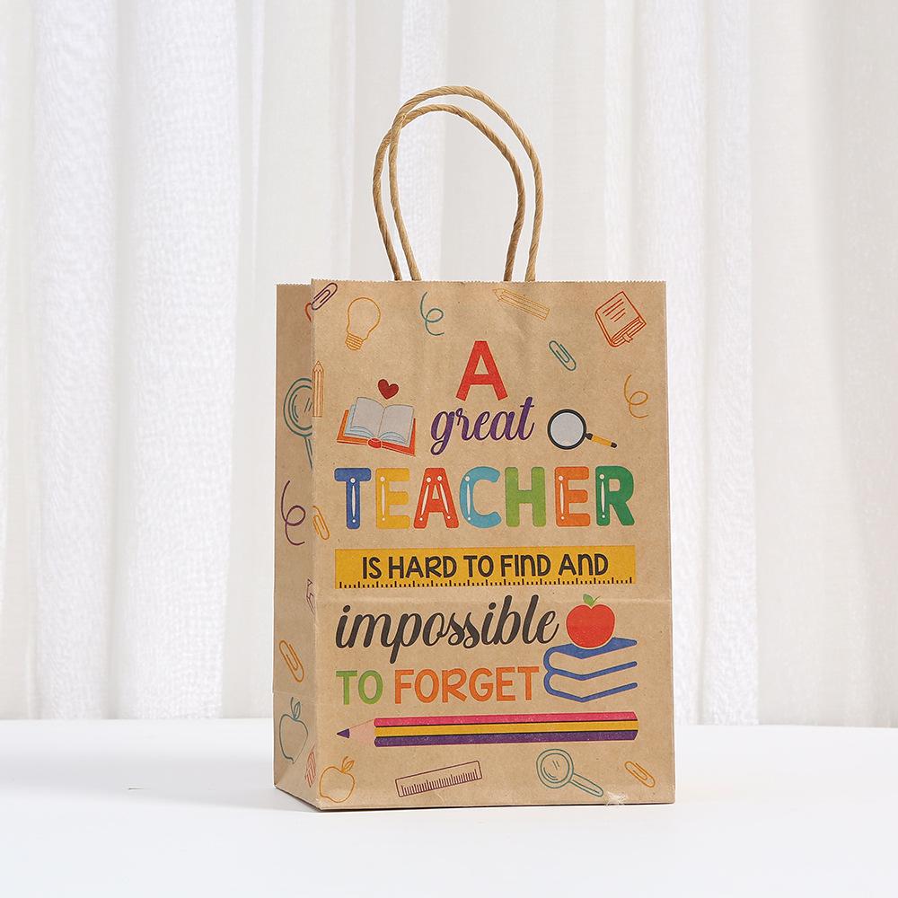 30pcs Kraft Paper Gift Bags With Handles For Teacher Appreciation Party Favor Packaging Classroom Rewards And Thank You Gifts