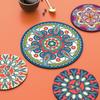 Modern Rubber Coaster Set With Heatresistant Patterned Surface For Home Dining