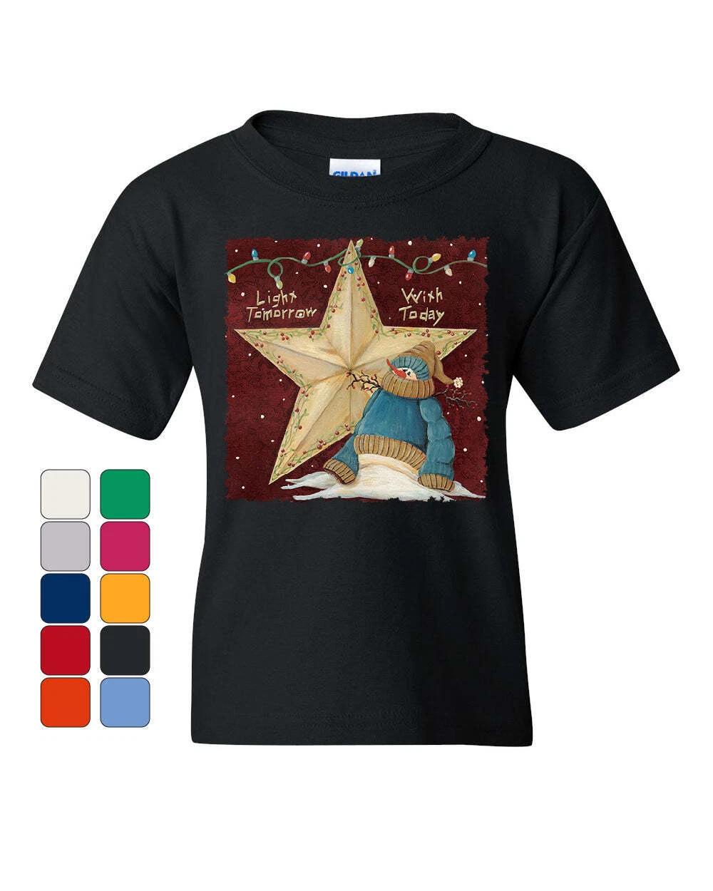 Light Tomorrow with Today Youth kids boys T-Shirt Cute Christmas Snowman Holiday Kids Tee 130
