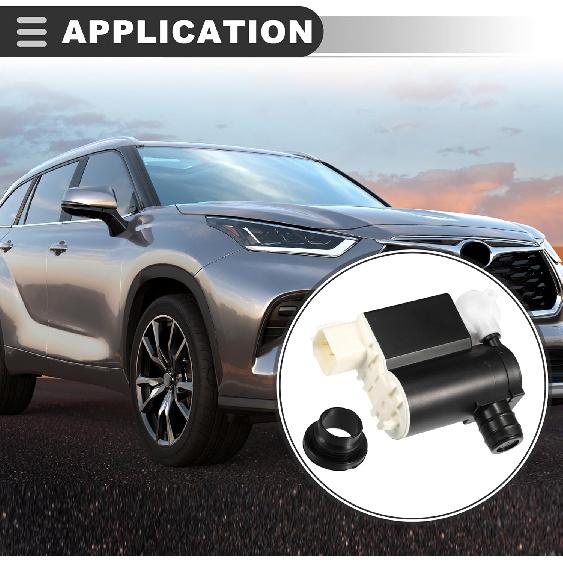 Motoforti Windshield Washer Motor Pump, for Hyundai Santa Fe 2013-2018, Plastic, with Grommet, Black