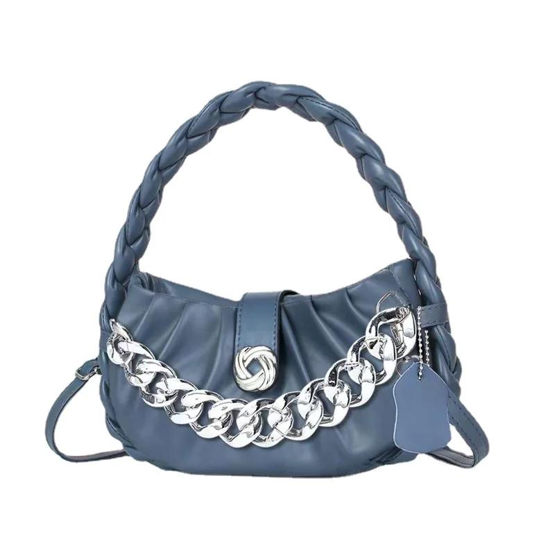 Damen Plissierte PU-Taschen mit weichem Griff, solide Top-Griff-Taschen, plissierte Teigkugel, hochwertige modische Tasche