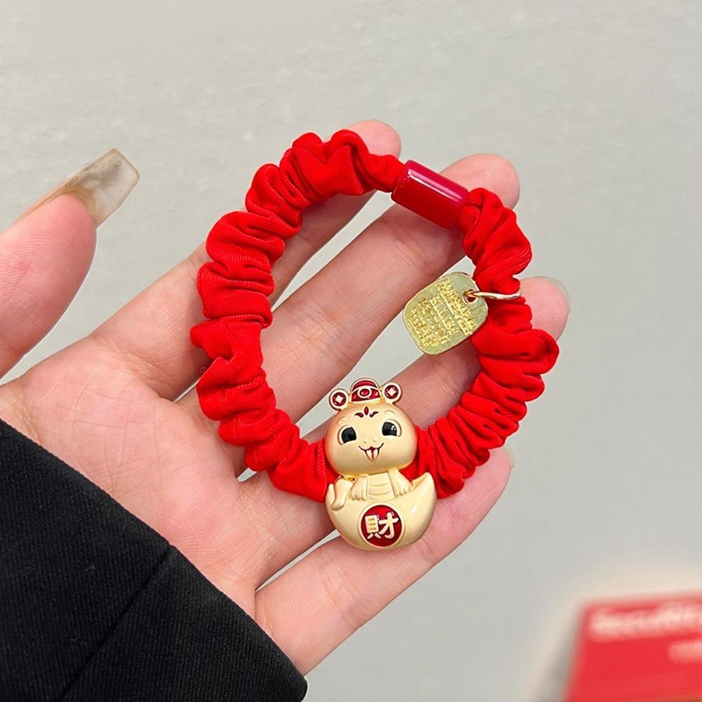 Red New Year Hair Rope Zinc Zinc Alloy Chinese Style Bracelet Fashion Snake Year Hair Ring  Girls