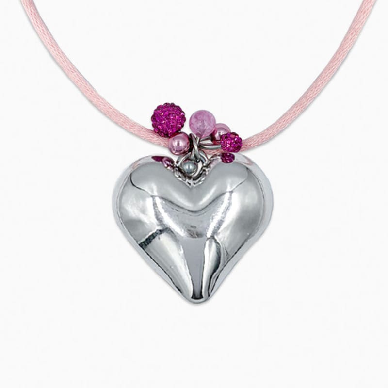 Trimarch Tri Satin Ribbon Luv Necklace Pink