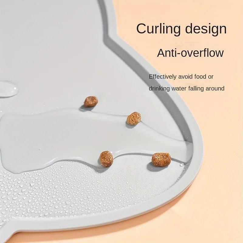 Waterproof Silicone Pet Feeding Mat - Thin with Raised Edge, Food/Bowl Placemat for Dogs & Cats, Anti-Spill