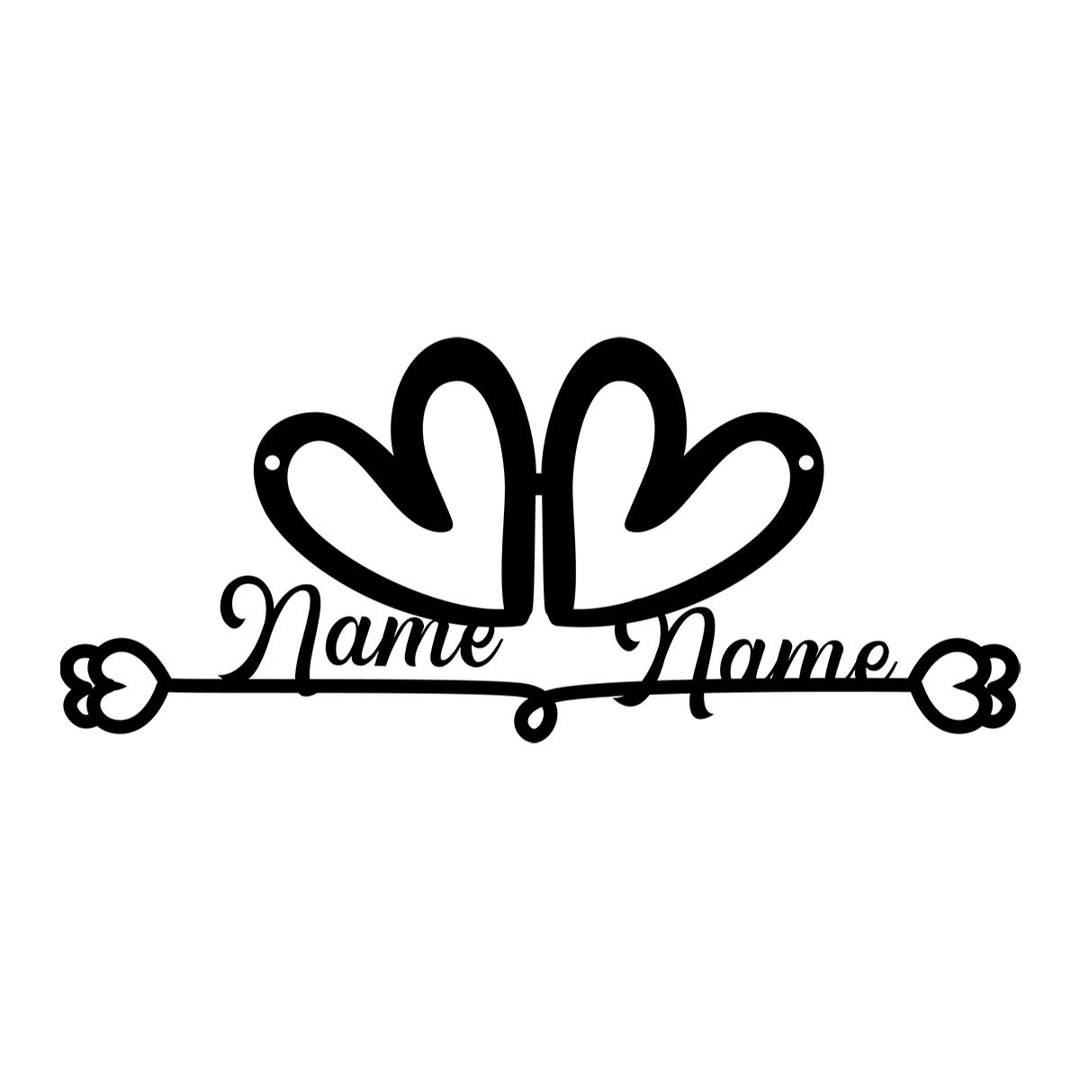 Personalized Metal Wall Art, Custom Heart Couples Sign, Wedding Anniversary Gift чёрный