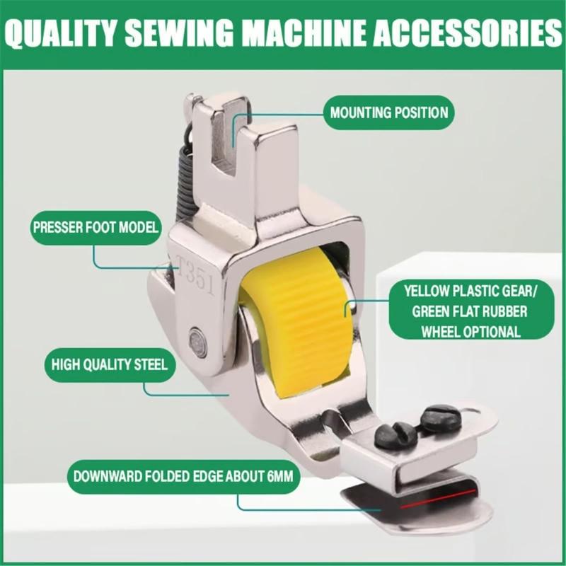 Multifunctional Roller Presser Foot Sewing Machine Hemming Presser Foot for Curtains Bedding Fabric Clothing Crafting