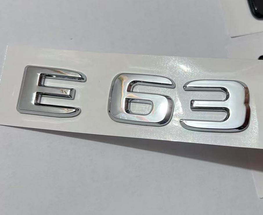1X 3D ABS Chrome Black E63 C63 S63 flat Emblem Letters Sticker Car Trunk Badge For MB C E S class W212 W213 Accessories