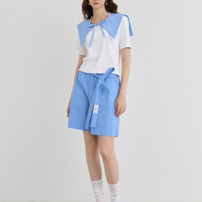 LE YIEL Ribbon Cape Collar_Light Blue