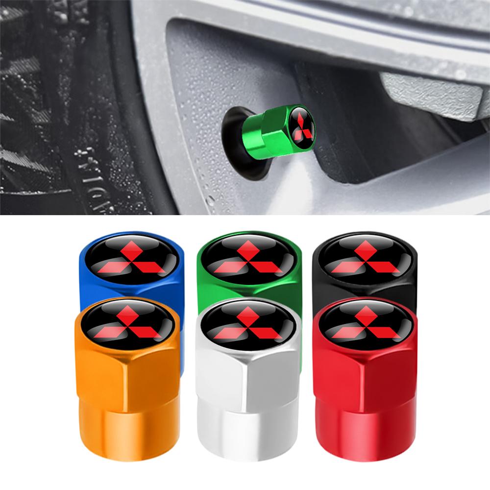 4Pcs Metal Alloy Wheel Tire Valve Caps Accessories For Mitsubishi 9 Ralliart X EX ASX L200 Colt Outlander Pajero Lancer Eclipse