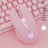 Cherry Blossom Pink Silent Wired Mouse for Women's Home Office and Gaming
