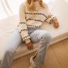 2025 Autumn/Winter Women's Round Neck Color Block Loose Knit Sweater - European and American New Style Fashion Pullover
