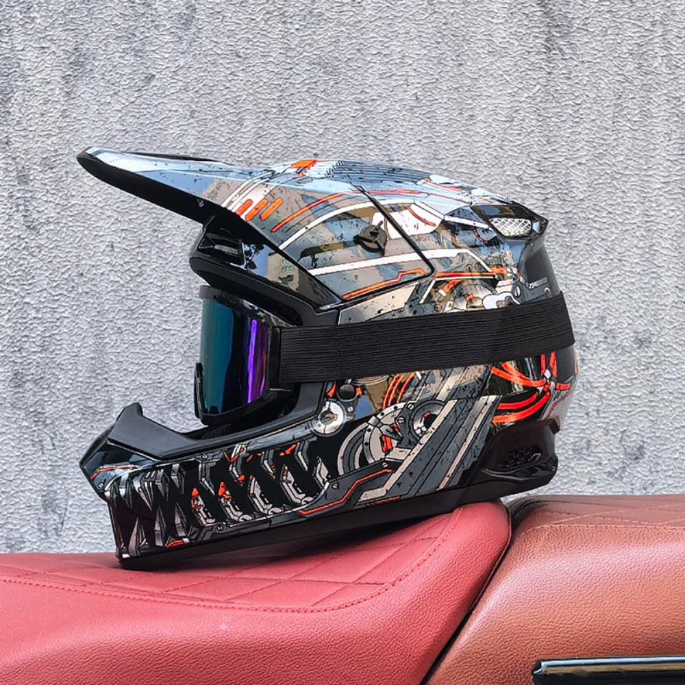 Red and Blue Downhill Helmets Off-road Full Helmets Mountain Bike Riding Safety Helmets Men's and Women's Cycling Forest Helmets