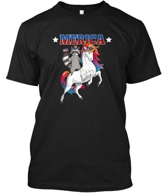 

Merica Raccoon Unicorn Usa American Flag T shirt Made in the USA Size S to 5XL M