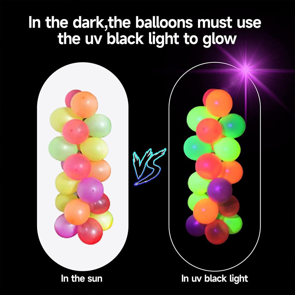 300Pcs Neon Glow Balloons Reusable Glow in the Dark Balloon 10 Inch Happy Birthday Party Wedding DIY Fluorescent Balloon Arch