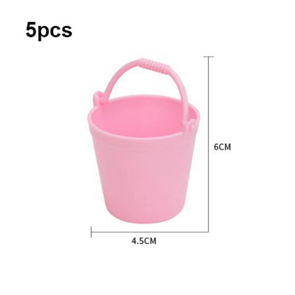 5pcs 6 Colors Doll Miniature Bucket Model Mini Children Beach Small Bucket
