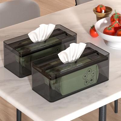 Waterproof Transparent Tissue Box Rectangular Space-saving Napkin Storage Case Large Capacity Multi-Functional Tissue Dispenser