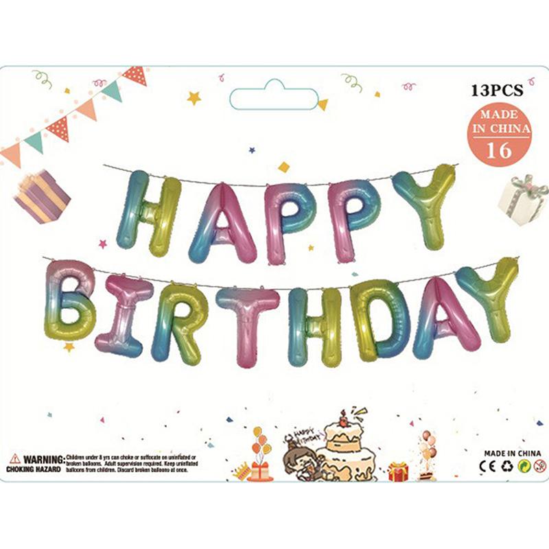 13 Stück/Set 16 Zoll Happy Birthday Buchstabenballon Geburtstagsfeier Dekoration Aluminiumfolienballon