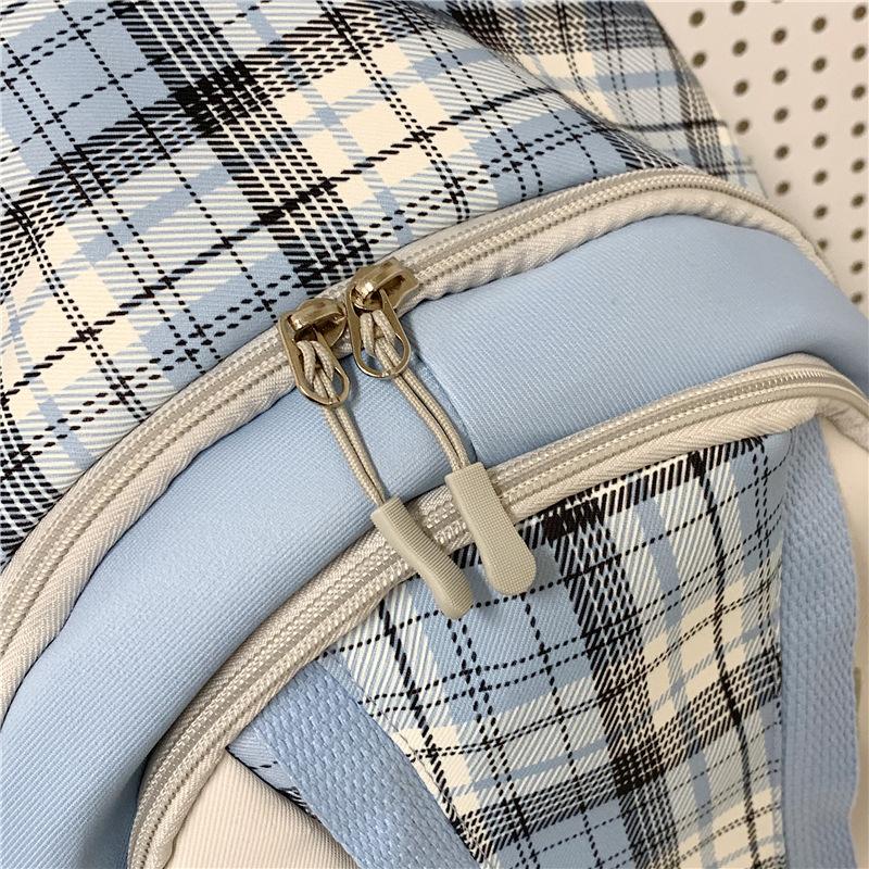 Schoolbag1011 new plaid backpack turtle back fashion college style backpack large capacity small fresh student bag women's bag