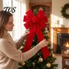 Christmas Door Hanging Bow Large Velvet Bow, Red Plush Wreath Holiday Tree Topper Outdoor Weather Resistant Decor Ornament for Valentine's Day, Home,