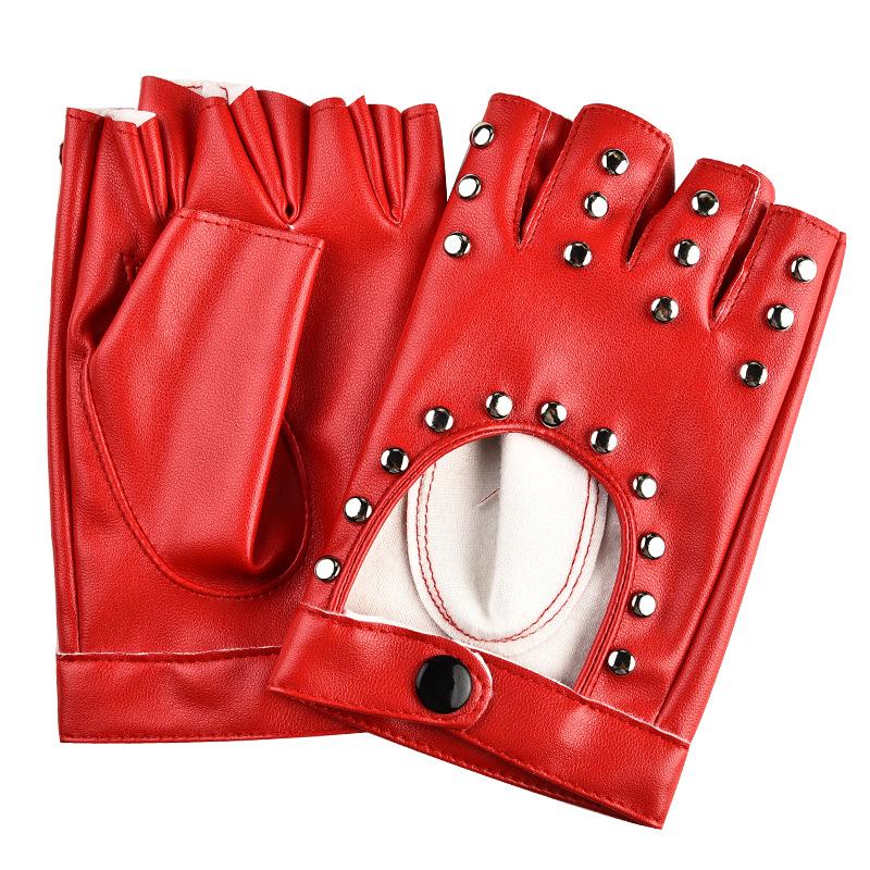 Unisex Fingerless Rivet Gloves for Street Dance, Breakdance, and Hip Hop Performances
