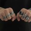 Punk Gemstone Skull Ring Set for Men High-End Hip-Hop Niche Dragon-Shaped Ring Men's Jewelry