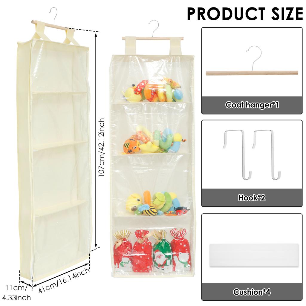 Wall Mounted Hanging Yarn Storage Bag Knitting Organizer with 4 Compartment Large Capacity Hanging Yarn Holder for Household