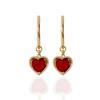Retro Ruby and Diamond Heart Jewelry Set: Earrings, Ring, Necklace