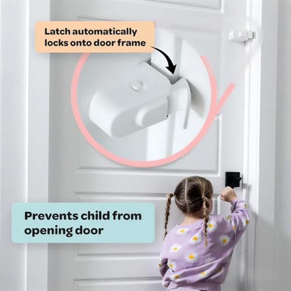 Baby Safety Door Handle Lock Simple Install Baby Pinch Guard Door Stopper One Handed Operation for Closet & Pantry Doors