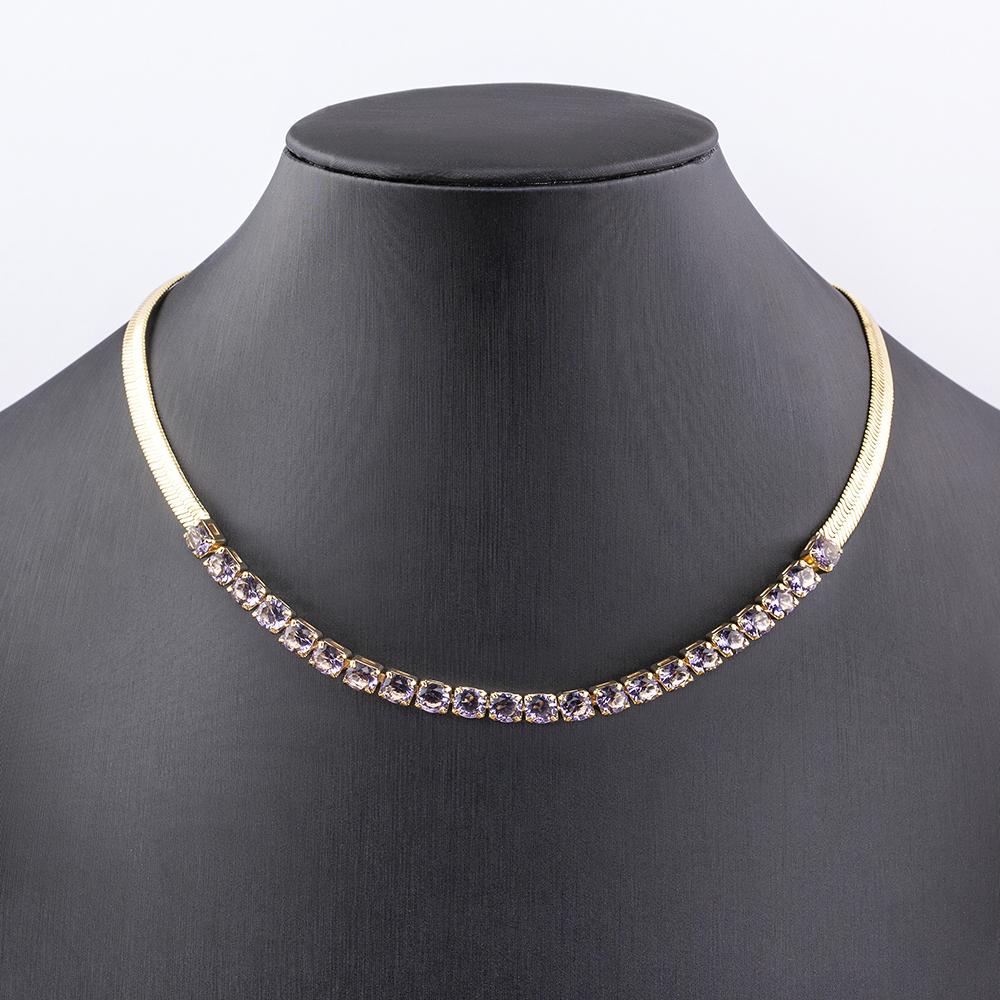 Nidin High Quality Rainbow Shiny Crystal Zircon Chain Necklace 7 Colors For Women Female Fashion Versatile Jewelry Accessories