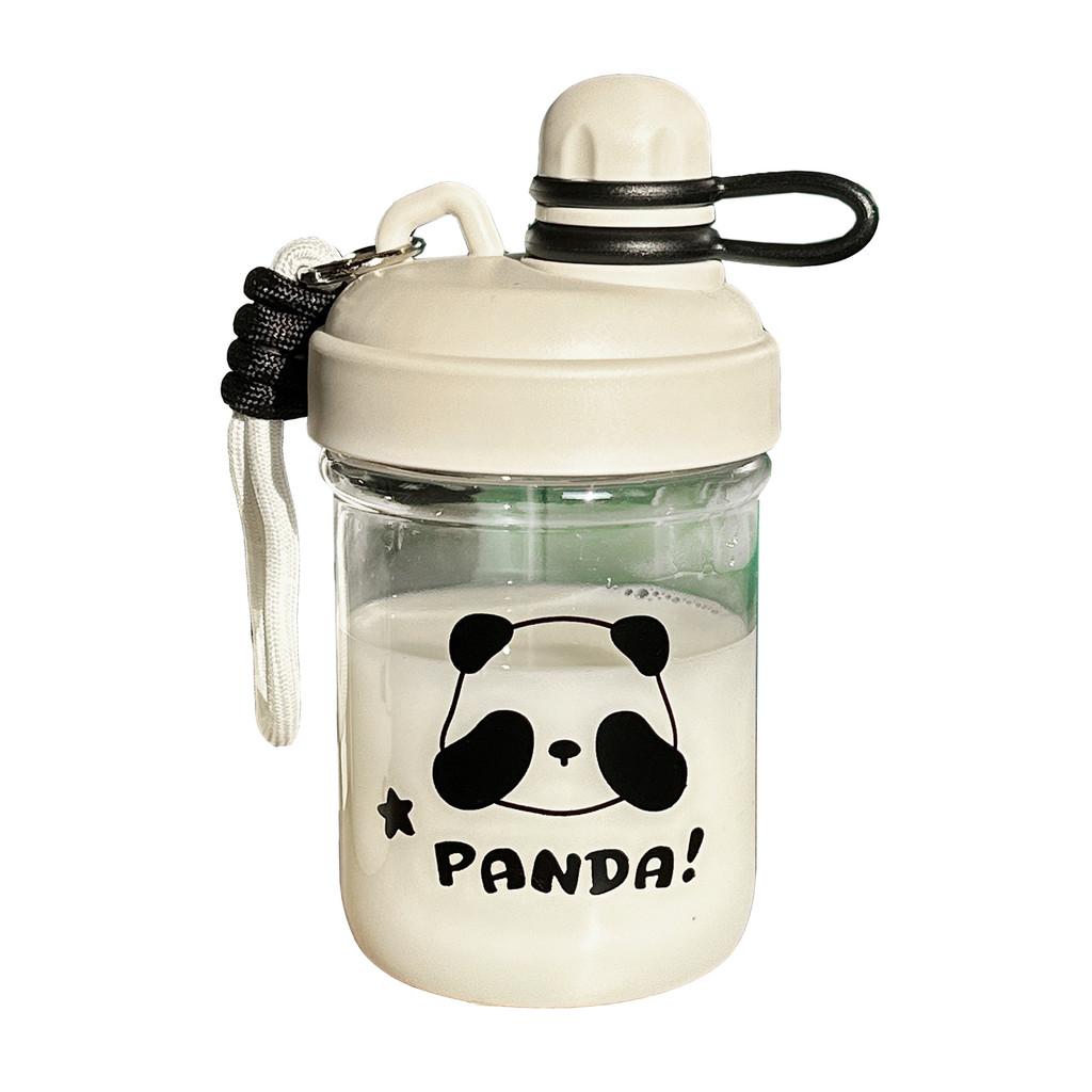 

Cartoon Panda Water Cup Plastic Ecofriendly Kids Drinkware Portable Travel Bottle With Lanyard